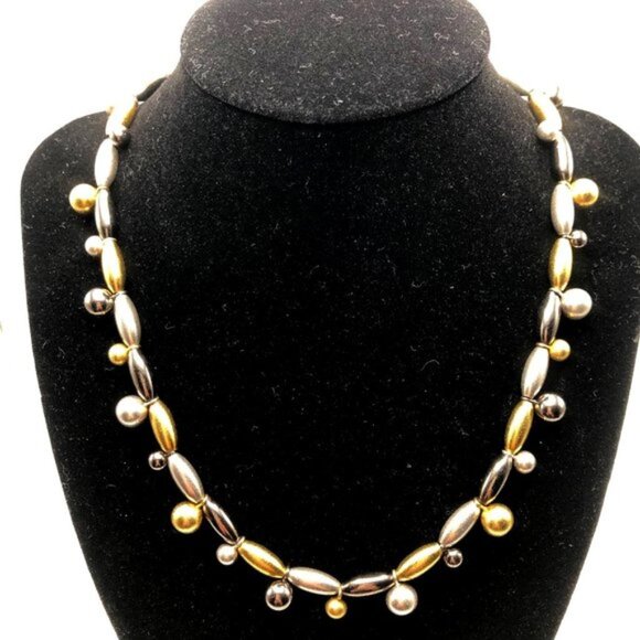 Erica Zap Gold and Silver Bead Oval and Ball Necklace - Picture 1 of 6